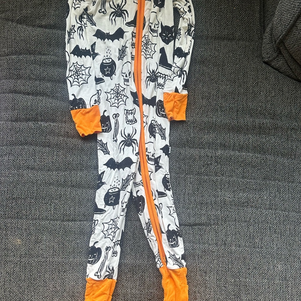 Little Sleepies Orange and White Footies One Piece